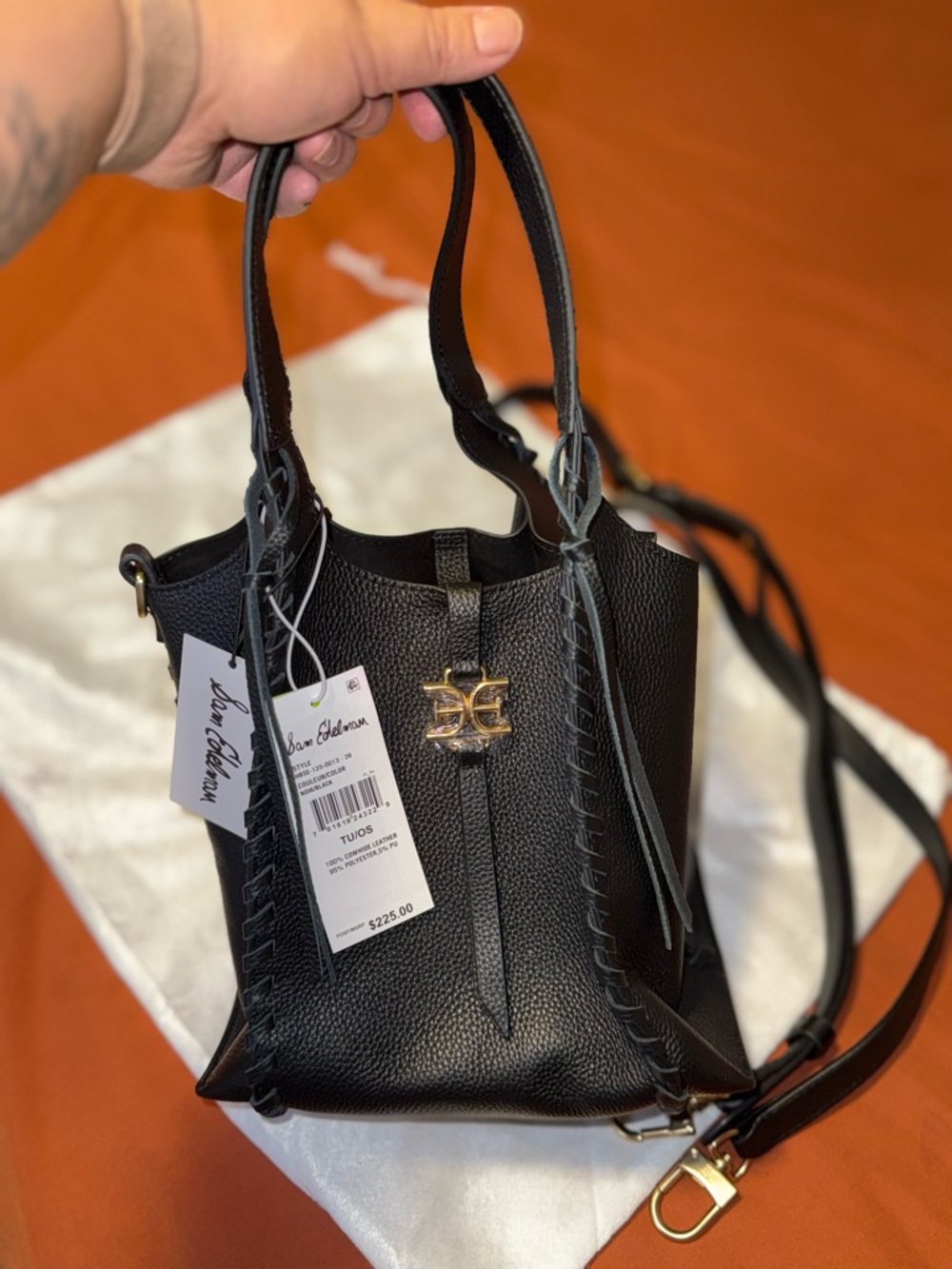Sam Edelman Black Leather Mini Bucket Bag Crossbody NWT $225